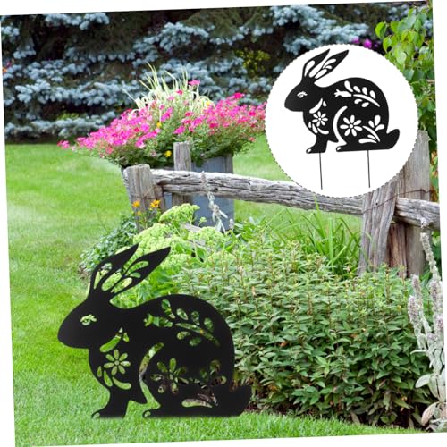 Besportble V140954IU98WC Rabbit Ground Plug Garden Animal Sign Easter Yard Signs Metal Rabbit Yard Stake Metal Bunny Stakes Bunny Metal Yard Art Easter Bunny Decor Hollow Out Spring Garden Iron thumb #5