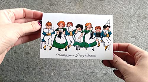 Image of PIXILUV CHRISTMAS CHOIRS (Pack of 12) Notecards Small Greeting Cards # Vintage Cute Children in Choirs and Groups ~ Vintage Christmas Postcards Reprint
