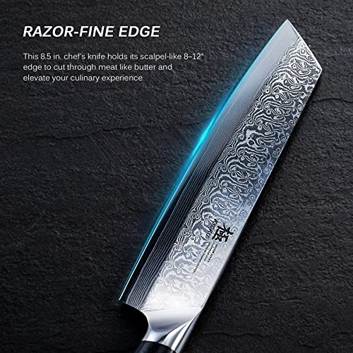 Kyoku Shogun Series 8.5" Kiritsuke Knife + 8" Professional Chef Knife + 3.5" Paring Knife Japanese Vg10 Steel Core Forged Damascus Blade #TOP4