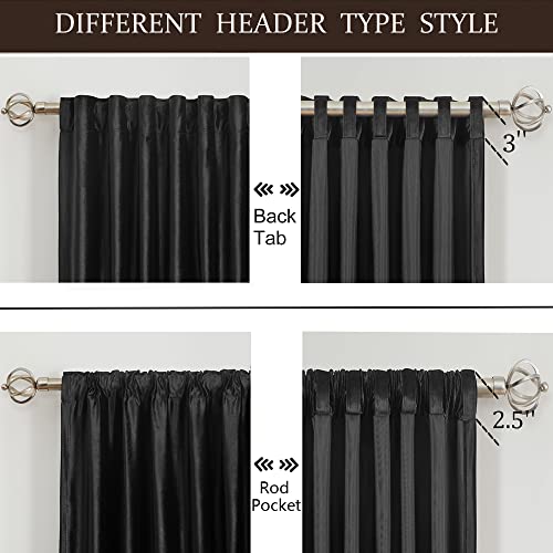 Image of 100% Blackout Black Velvet Curtains 102 inch Long for Living Room,Elegant 2 Panel Back Tab Thermal Insulated Room Darkening Curtain with Liner Heavy Noice Reducing Soundproof Window Drapes for Bedroom