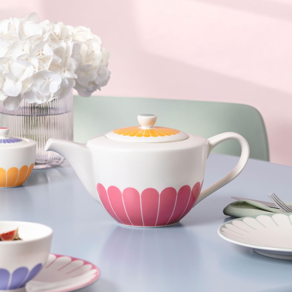 Villeroy & Boch – Fleur Teekanne, Maße: ca. 27,5 × 15,5 × 14 cm, Multicolour, spülmaschinenfest & mikrowellensicher, florales Dekor, Kanne für Tee aus Premium Porzellan