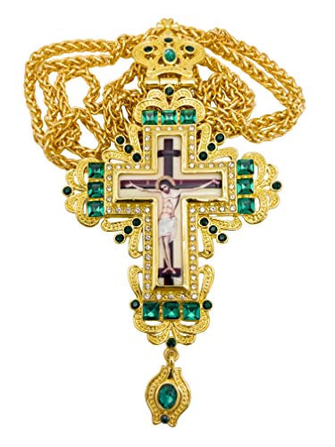 Pendentif croix pectorale en or 18 carats et cristaux de zirconium pour prêtre et évêque