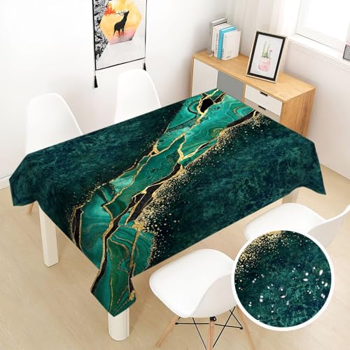 Nappe anti tache texture marbre vert 120x160cm rectangulaire 3D lavable - 4