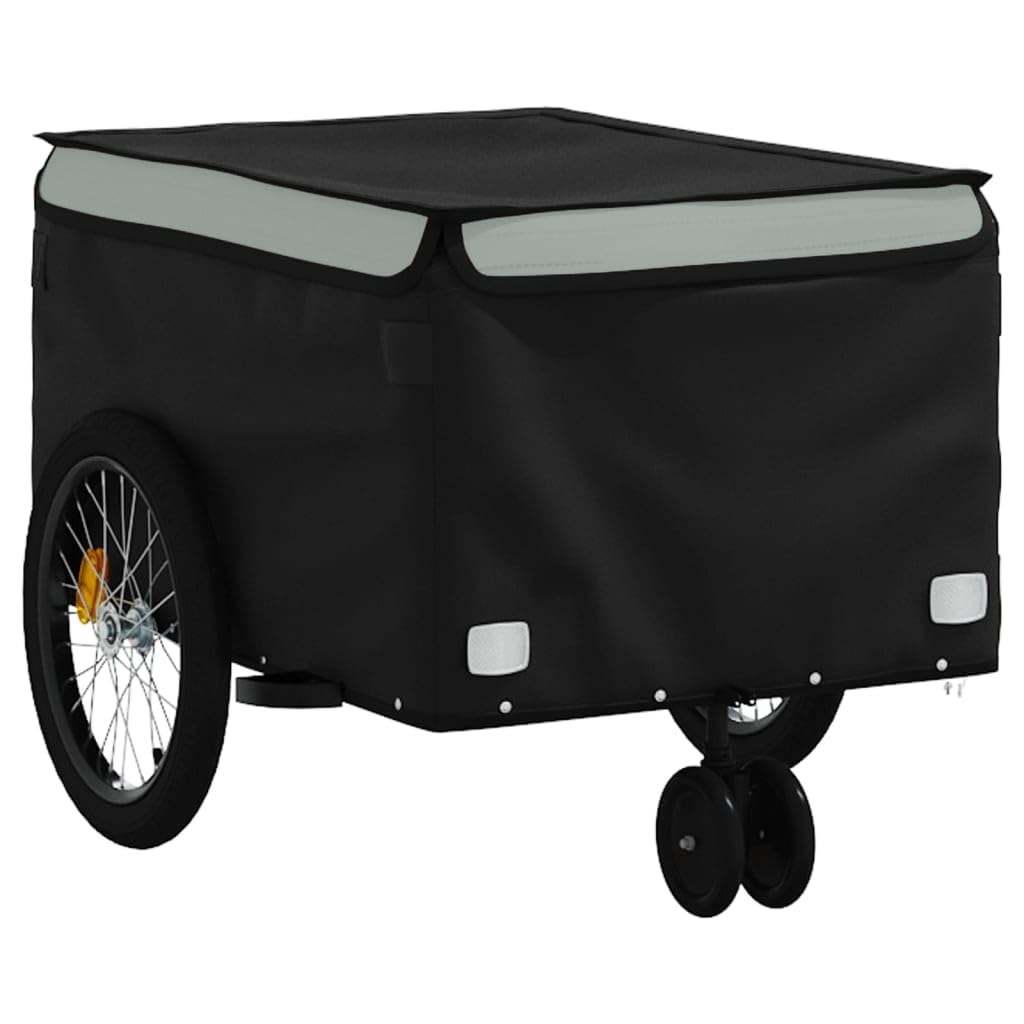 vidaXL Remolque para Bicicleta Hierro Negro y Gris 30 kg