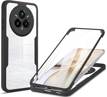 Case Compatible with Realme 14 Pro Plus 5G Camera Protection Built-in Screen Protector Dual-Layer 2 in 1 Phone Cover Black