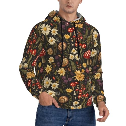 Hoodies For Men - Vintage Mushroom Plant Print Long Sleeve Casual Men'S Hoodies & Sweatshirts Pullover With Pocket