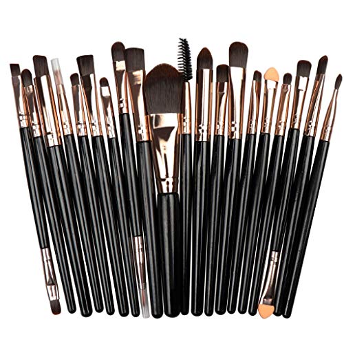 MHDGG Makeup Brushes Set, 20Pcs Professional Cosmetics Makeup Brush Set for Foundation Blending Blush Concealer Shader Eyeshadow Eyeliner Cosmetic Beauty Tool Kit,Black