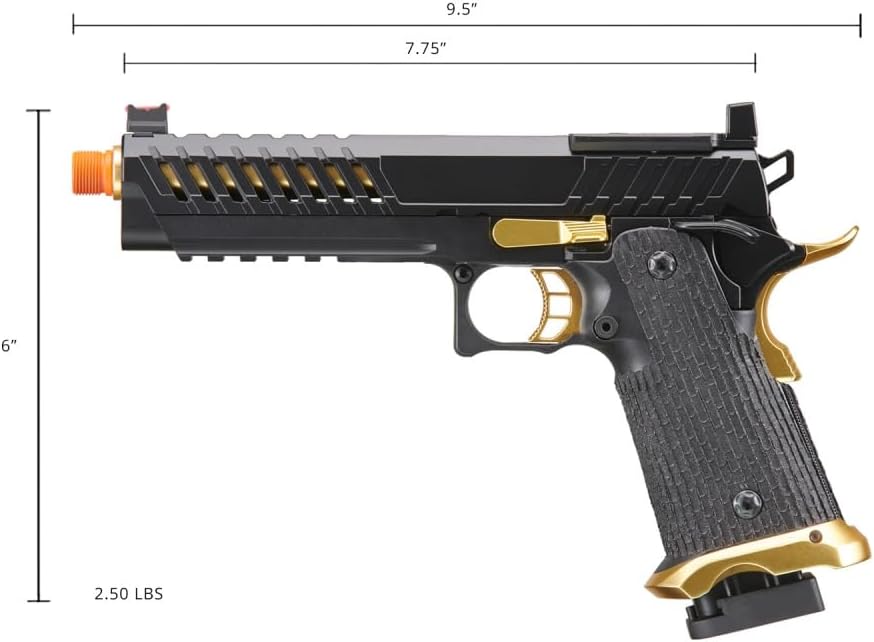 Lancer Tactical Knightshade Hi-Capa Gas Blowback Airsoft Pistol with Extra Airsoft Magazine (Red Dot Mount)
