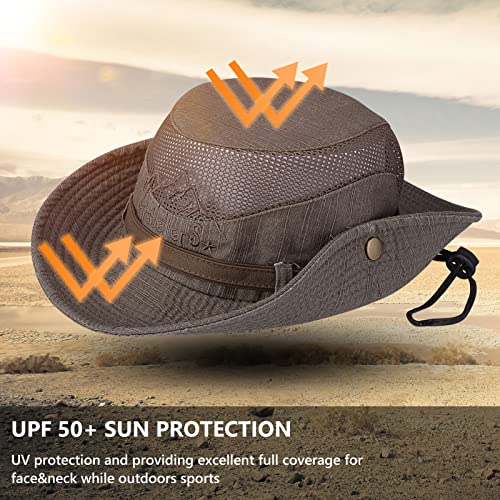 Obling Sun Hat UV Protection Bucket Hat Summer Hats Beach Hat Safari Boonie Hat Foldable Fishing Hat with Breathable Mesh and Adjustable Chin Strap for Men Women