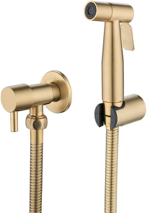 Hand Held Bidet Sprayer Douche Toilet Kit Brushed Gold 304 Sus Copper Valve Set Jet Bidet Faucet Set Anal Cleaning Ass Bidet