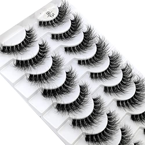 Amsdcn 10Pairs Transparent Band Lashes Natural Long 3D Faux Mink False Eyelashes Handmade Fluffy Volume Eye Lash Cilios Makeup (5D-Y21) #TOP3
