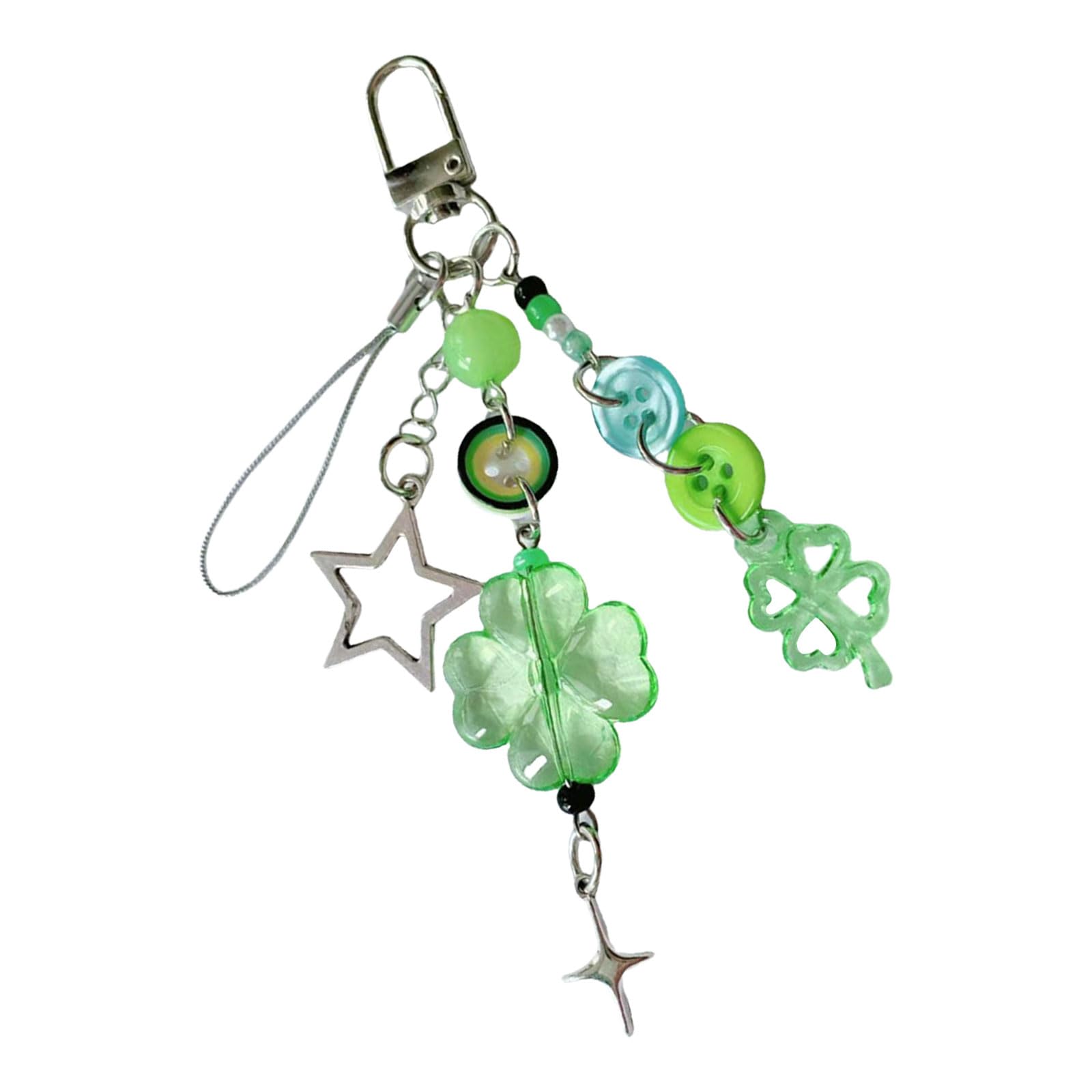 NEWFT Fashionable Four Clovers Phone Charm Sturdy Resin Alloy Keychain Portable Phone Pendant for All Ages Adults