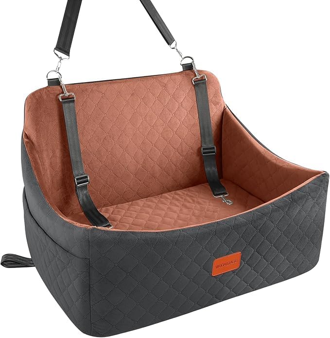 Assento Elevatório para Cães Wooaidagg com Espuma de Memória, Capa Lavável e Alças de Segurança (Grande, Preto/Marrom)