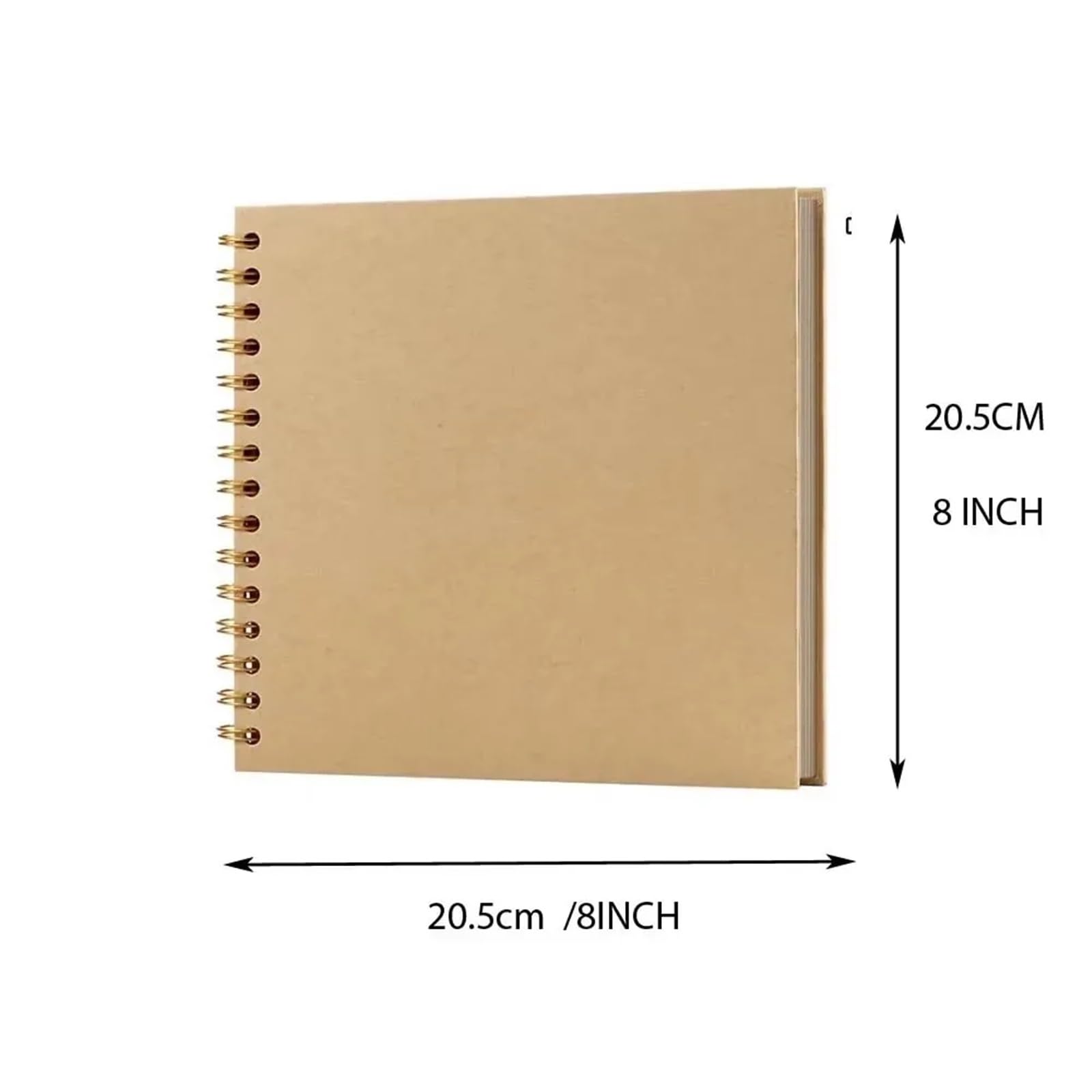 8 Zoll DIY Scrapbook Album 40 Seiten Hardcover Kraftpapier Scrapbook Fotoalben Erinnerungsbuch for Hochzeit und Jahrestag Familie Geeignet Für Fotos, Postkarten, Karten(Khaki)
