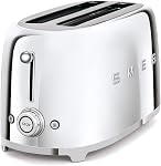 Smeg 50's Style Retro Aesthetic 4 Slice Toaster 6 Presets with 2 Extra Wide Slots, Stainless Steel, TSF02SSUS