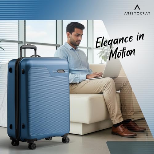 Image of Aristocrat Axis Set of 3 Trolley Bag 56, 66 & 76cm | Small+Medium+Large | Hard Luggage | Smooth 8-Wheel Suitcase | Combination Lock with Sturdy Zipper | 3-Year International Warranty (Dark Teal)