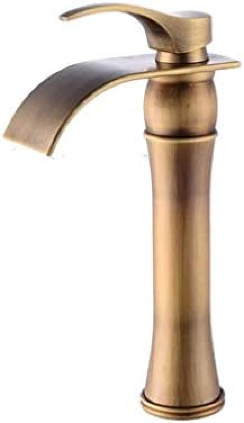 VDOQTLJT Faucets Water-Tap Retro Waterfall Bathroom Faucet Single Lever Mixer Tap Basin Countertop Washbasin Taps Water Sink High Spout Made of Brass/Chrome