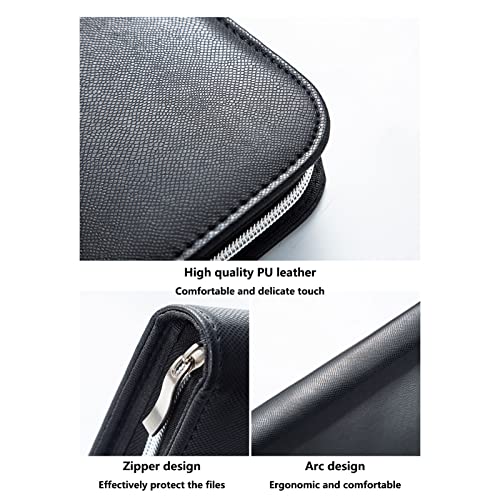 Portfolio A4 cuir porte document noir avec cahier présentation et stylo