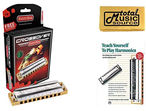 HOHNER Marine Band CROSSOVER Harmonica, Key C#, Diatonic w/ Case, Book