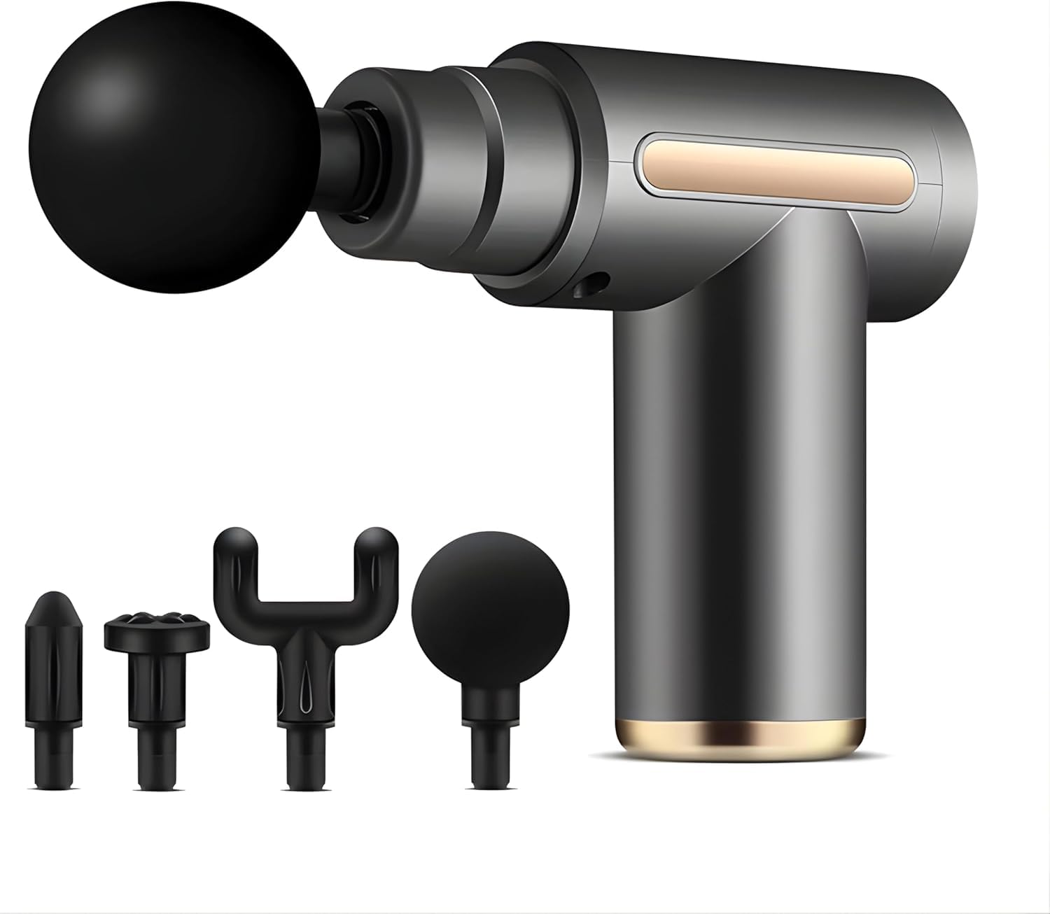 4-in-1 Handheld Massage Gun, Deep Tissue Percussion Massager for Muscle Recovery, Cordless, Mini Size, ABS Material (Grey)