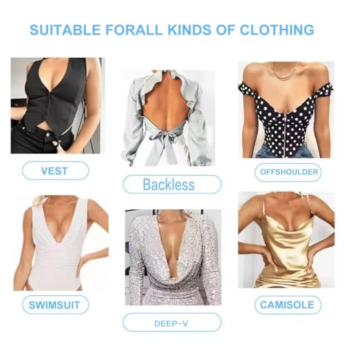 UNVEILA Clear Boob Lift Tape Bra Breast Tape, Invisible Breast Lift Tape Boobtape for Large Breasts Body Boob Tape for Strapless Dress with 5 Pairs Nipple Covers — view 4