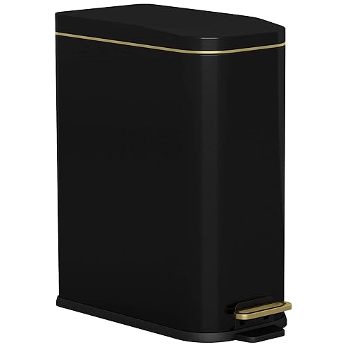 Doyingus Bote de basura de 15 litros4 galones con tapa de cierre suave, cubo de basura delgado de acero inoxidable con cubo interior extraíble,