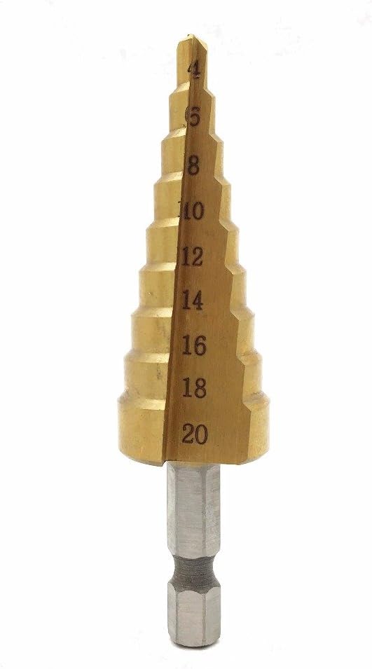 Hss Titanium Step Drill Bit Generic 4-20mm HSS Steel Titanium Step Drill Bits Step Cone Cutting Tool Core Drill Bit Steel Woodworking Wood Metal Drilling Step Drill Step Drill. Metal Drilling