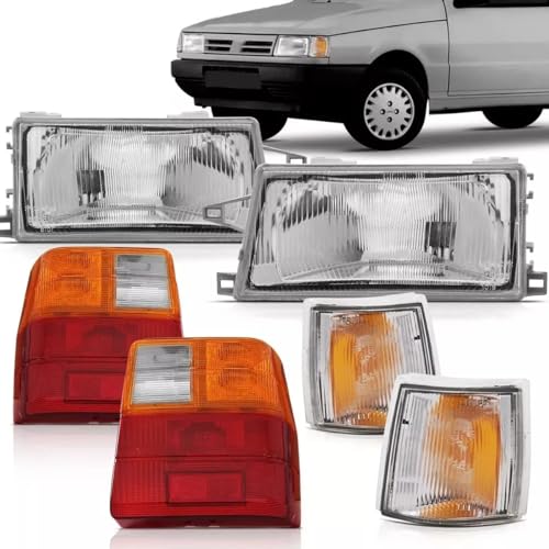 Kit Farol Vidro Pisca Lente Traseira Compatível com Uno 91 A 96 97 98 A 04
