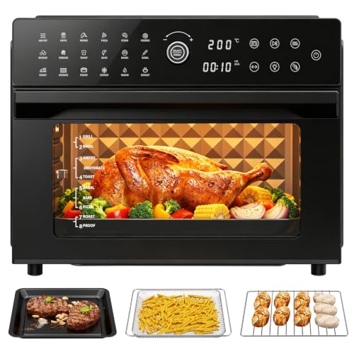 Air Fryer Toaster Oven Combo, 18-in-1 Countertop Convection, 32QT Extra Large Air Fryer with 360° Rotisserie & 4-Layer Cooking, Full Accessories by forimo - Used condition - US$139.85
