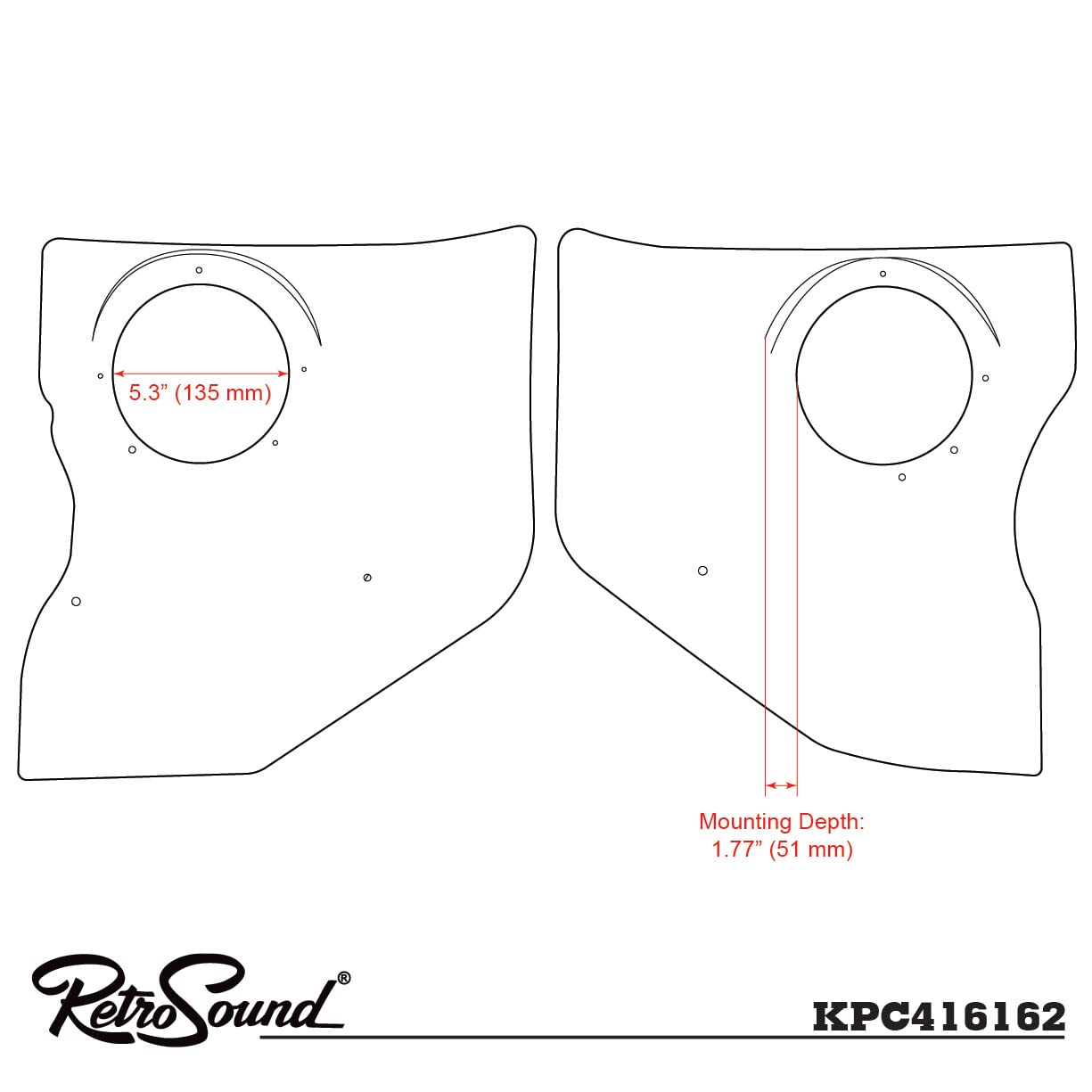 Retro Manufacturing Kick Panels with Standard Speakers KPC416162-62