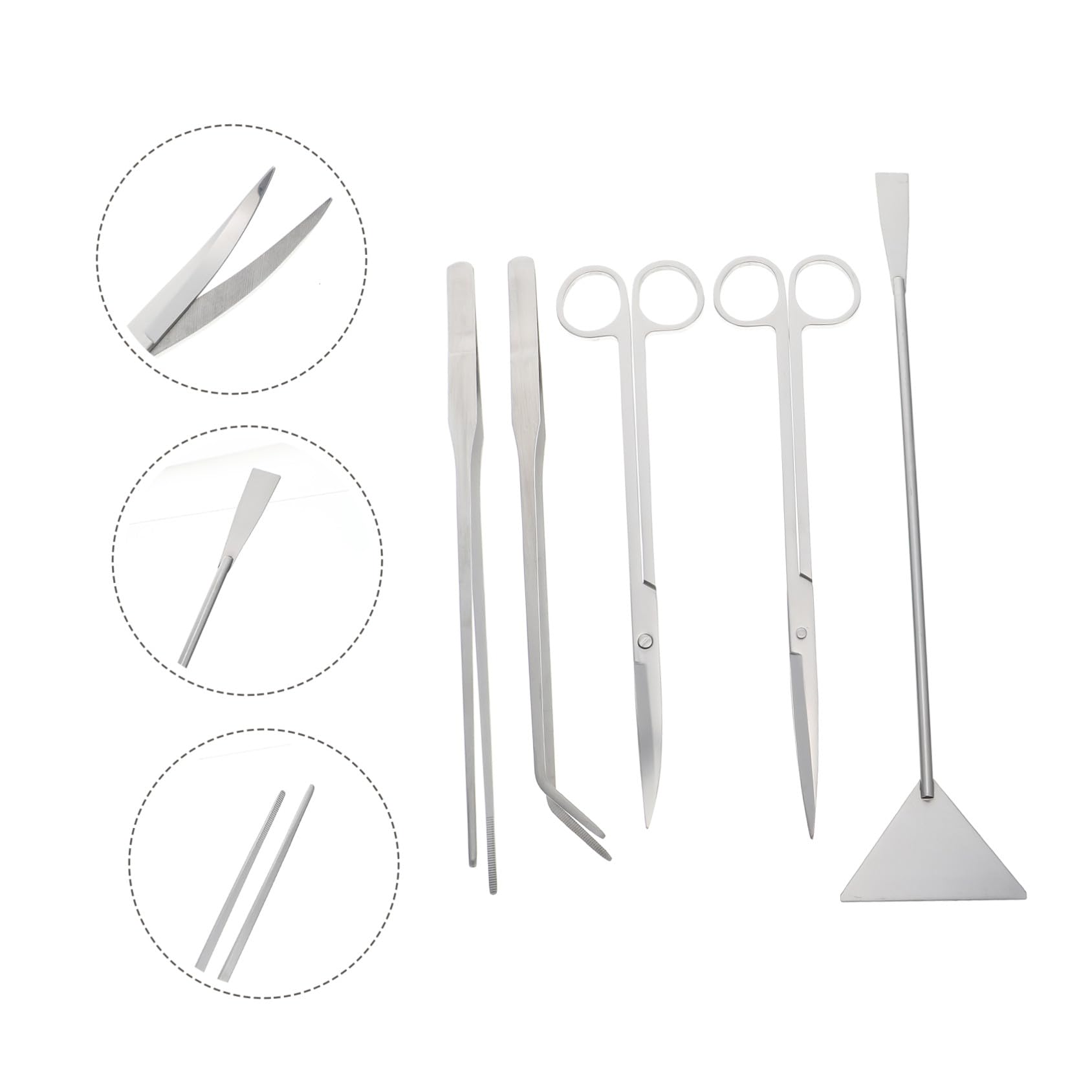 BESTonZON Tijeras para Césped Acuático Pinzas Largas para Acuario Pala de Acero Inoxidable para Acuario Suministros para Mantenimiento y Limpieza de Sustrato