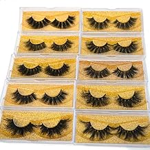 10 Packs Empty Eyelashes Case Glitter Paper Clear Plastic Eyelash Packaging Box False Eyelashes Storage Box with Tray Mink Lash Box Holder Cosmetic Container Care Box for Women GirlGold