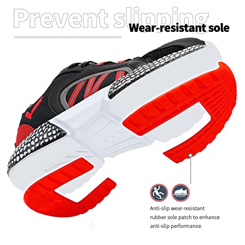 WETIKE Kids Sneakers for Boys Girls Running Tennis Shoes Lightweight Breathable Athletic Sport Shoes Black Red 1 Little Kid4