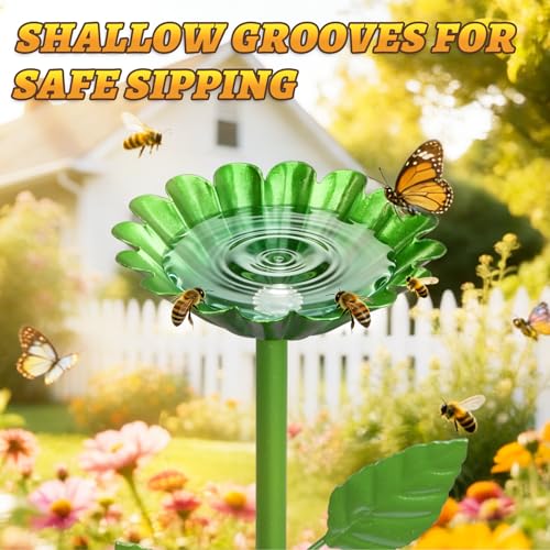 image for Mellbree Bee Watering Station, 4-Pack Metal Flower Bee Bath for Garden