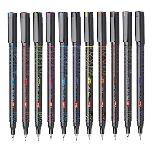 FLAIR Hotline Fineliner Metal Tip Pen | Tip Size 0.7 to 1 mm | Comfortable Grip | Fineliner Pens Set For Mandala, Sketching, Doodling, Journal and Outline | 10 Shades.|Multicolor