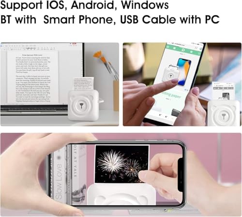 PeriPage Etikettendrucker, Monochrom, Mini Drucker für Smartphone, Sticker Drucker Klein Mini Fotodrucker Thermodrucker USB Taschen Label Printer Schwarz Weiss