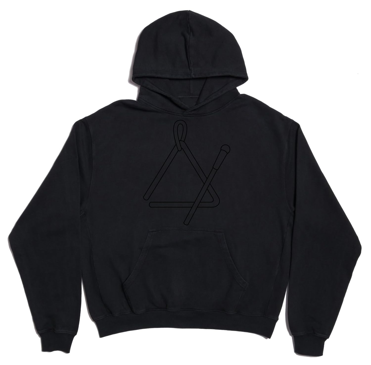 Trójkątny instrument muzyczny perkusyjny unisex oversize ciężka mieszanka bawełny bluza z kapturem czarna XL