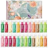 Set di balsamo per labbra, 24 pezzi Balsamo labbra fruttato Set con burro di karité e vitamine - Balsamo labbra multipack per ragazze e adolescenti, set regalo di cura delle labbra per donne/uomo