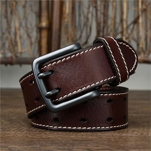 Ceinture vintage cuir de vachette pleine fleur homme double couture