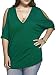 DREAGAL Women Plus Size Top V Neck Short Sleeve Batwing Cold Shoulder T Shirt