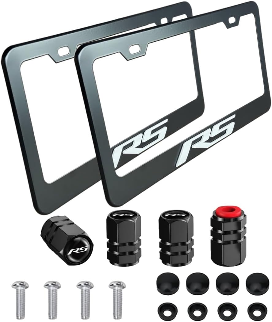 2Pack Matte Black Aluminum Alloy Car License Plate Covers Frames(White-R)