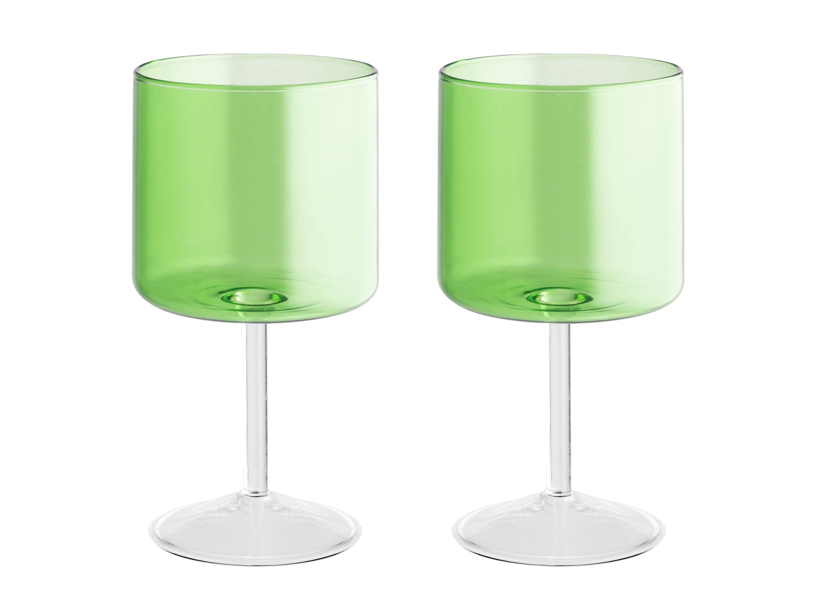 H&H Daylight Set of 2 Borosilicate Glass Goblets, Green, 23 cl