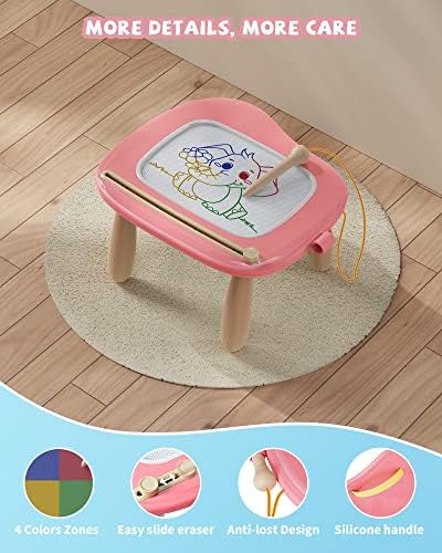 Magnetic Drawing Board, Toddlers Toys Age 1-2, Preschool Learning and Educational Toys for 1 2 3 Years Old Girls Boys, Magnetic Doodle Board, Toddler Baby Gift for Birthday Christmas New Year(Pink)