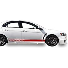Set of Racing Side Stripes Decal Sticker Graphic Compatible with Mitsubishi Lancer Evolution 10 X Red