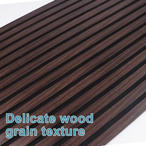 Image of Wood Slat Acoustic Wall Panels, Walnut, 4 Pack, 47.2 x 23.6 in