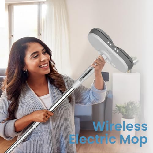 Alivio Wireless Electric Mop, Powerful Spin Head 150rpm for Cleaning Various Floor, Foot Prints, Sebum Stains, Invisible Bacteria, Marble Floor, Dust (Grey) - Image 2