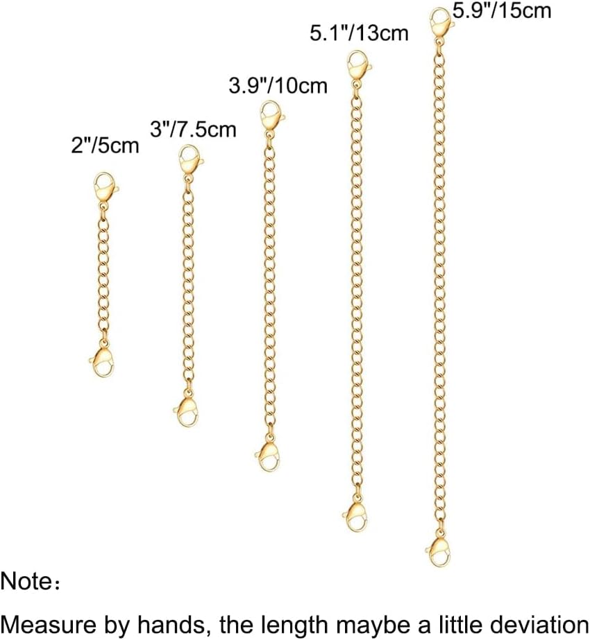 5Pcs Gold Stainless Steel Necklace Extender Chain Necklace Extenders for Bracelet Anklet Stainless Steel Chain Extenders for Jewelry Making (2in 3in 4in 5in 6in) - Image 5