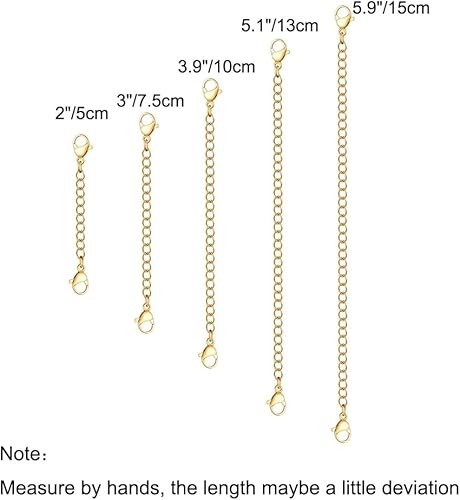 Miniatura 5 de 5 extensores de collar de acero inoxidable dorado para pulsera, tobillera, extensores de cadena de acero inoxidable para fabricación de joyas (2, 3,