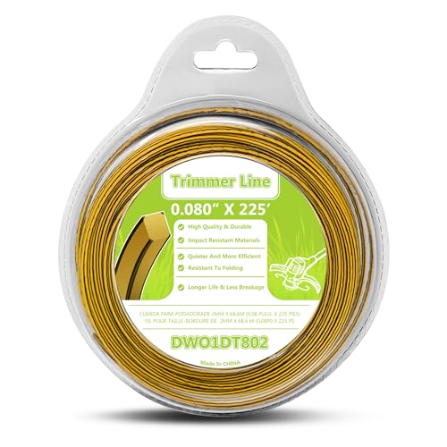 225ft DWO1DT802 DWO1DT801 String Weed Trimmer Line Replacement for Dewalt Cordless Battery Operated Bump Feed String Grass Trimmer Lawn Edger Spool String Lines - 225ft x 0.08 inch