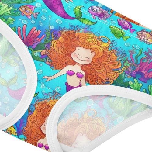 Joisal Cute Underwater Mermaid Blue Toddler Underwear Floral 2t Cotton Little Girl Panties Cartoon Kids Briefs Undies4